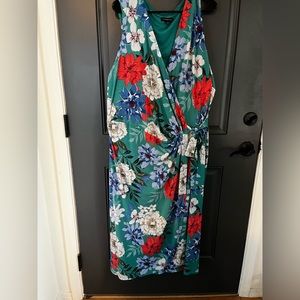 Lane Bryant Faux Wrap Dress Tropical Print 26/28